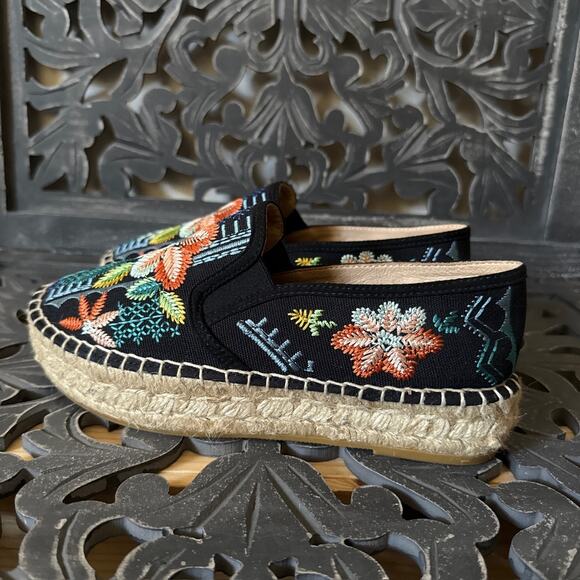 Johnny Was Elysia Floral Embroidered Espadrille Slip On Platform Sneakers 37 - Picture 5 of 12
